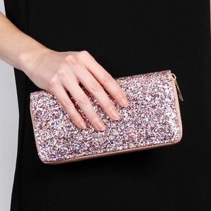 2 LEFT! Pink Glitter Fancy Elegant Glitter Wallet Holiday Date Wedding